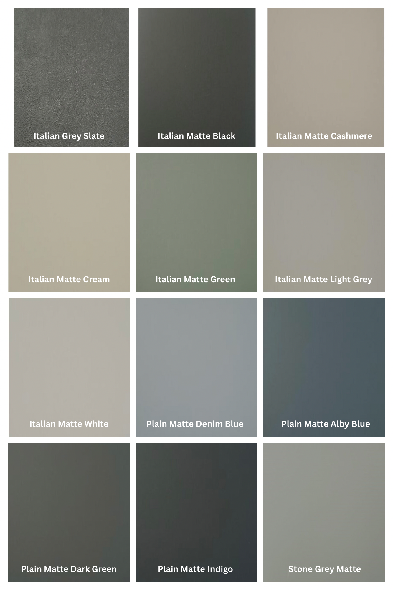 Matte furniture colour options